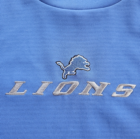NFL Team Apparel Detroit Lions Mens 2XL Blue & Gray Long Sleeve Shirt Football - Picture 2 of 8